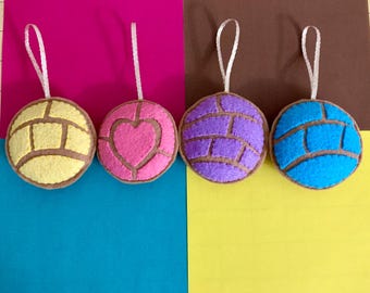 Felt Concha Ornament Set - Handmade Mexican Pan Dulce, Mini Ornaments