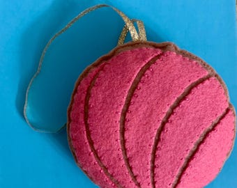 Sweet Felt Concha Pan Dulce Ornament- Pink Version