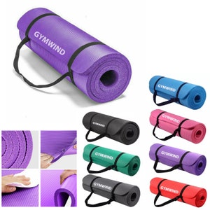 Thick Yoga Mat & Carry Strap Gym Workout Fitness Pilates Women Exercise Mat Non Slip UK