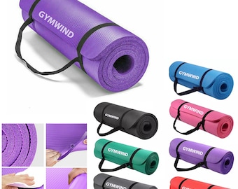 Thick Yoga Mat & Carry Strap Gym Workout Fitness Pilates Women Exercise Mat Non Slip UK