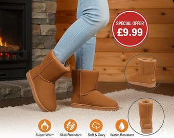 Faux Suede Ankle Boots: Fur Lined Warm Winter Shoes