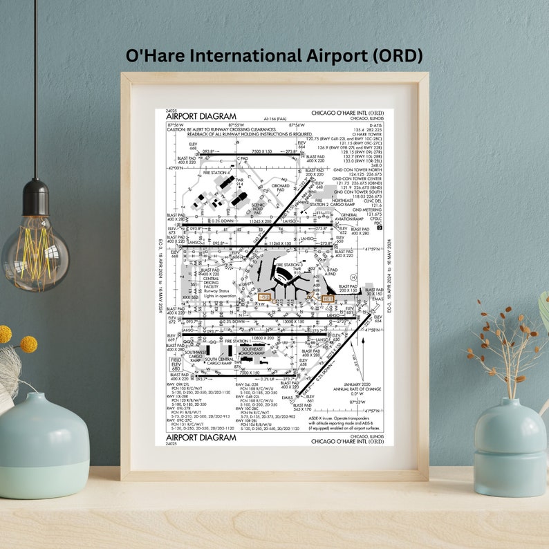 O'hare International Airport ORD Diagram Digital Print - Etsy
