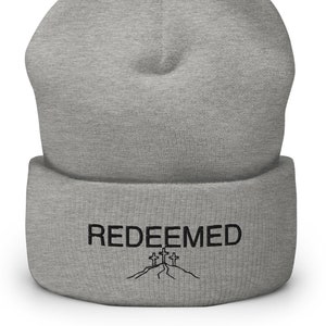 Embroidered Christian beanie, Redeemed beanie, Christian gift, Religious hat, Cross Cuffed Beanie, Faith based apparel