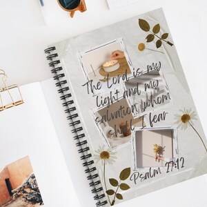Christliches Spiralnotizbuch, Bibelstudienzeitschrift, Psalm 27:12 Notetaker Geschenk, Liniertes Notizbuch, Geschenk für sie, süßes 6 x 8 Notizbuch