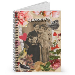 Cuaderno espiral floral vintage, diario personalizado, regalo para escritores, para tomar notas, planificador de estudio, papelería  de 6x8