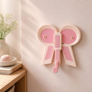 Ribbon Bow Wall Hook, Coquette Key Holder, Cute Jewelry Hook, Pastel Decor