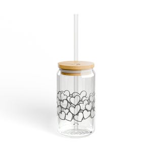 Minimal Hearts 12 Sipper Glass 16oz