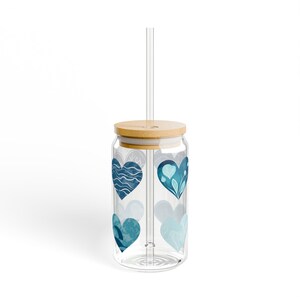 Ocean Hearts 02 Sipper Glass 16oz