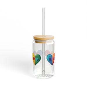 Rainbow Hearts 03 Sipper Glass 16oz