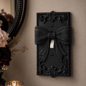 Pastel Bow Single Toggle Light Switch Cover, Coquette Room Decor, Matte Plastic Wall Plate