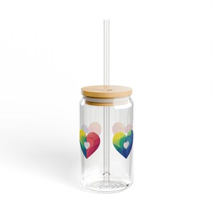 Rainbow Hearts 04 Sipper Glass 16oz