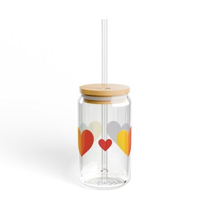 Rainbow Hearts 02 Sipper Glass 16oz