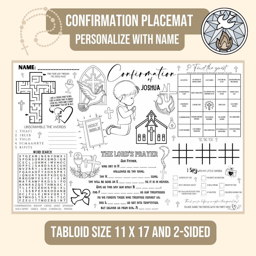 Confirmation Placemat Digital Download, Confirmation Games and ...