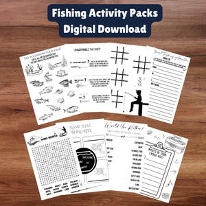 Angeln-Partyspiele Digitaler Download, Fischer-Färbung, Fisch-Konkurrenz-Aktivitäten, Goodie-Bags, Sommercamp-Team-Gebäude-Beschäftigt-Buch