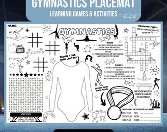 Gymnastics Activity Placemat: Learning Games & Coloring (Digital Download)