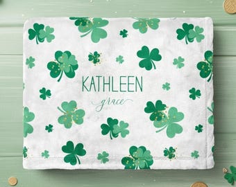 Personalized Shamrock Blanket, St. Patrick's Day Customizable Blanket