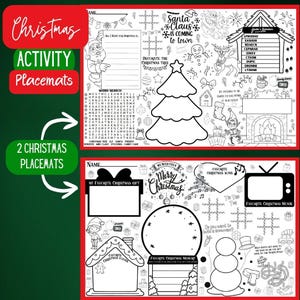 Weihnachts-Tischset, Malaktivitätsblätter, Weihnachtswunschliste, druckbare Lernaktivitäten, Lernressource Dezember, Weihnachtsmannfrühstück