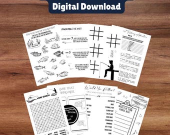 Fishing Learning Games: Coloring & Activity Pack (Digital Download)