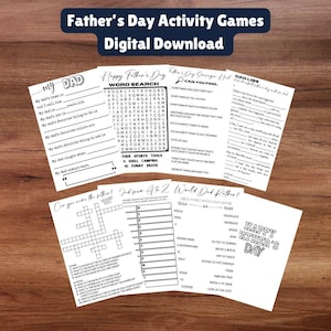 TÉLÉCHARGEMENT NUMÉRIQUE de jeux pour la fête des pères, activités de coloriage pour papa