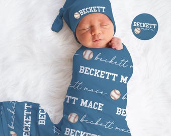 Baseball Baby Blanket, Customizable Swaddle Set, Sports Gift for Expecting Parents, Baseball Theme Baby Shower, Personalized Receiving