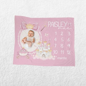 Princess Milestone Blanket - babydeken voor foto prop voor eerste jaar - cadeau babymeisje