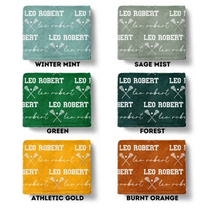 Personalized Lacrosse Baby Blanket, Lax Swaddle Set, Sports Theme image 6