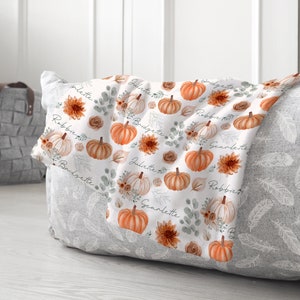 Pumpkin Floral Blanket - Family Fall Decor - Couch Throw Blanket