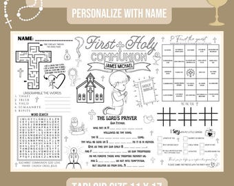 First Communion Placemat Printable | Double-Sided Option | Holy Communion Activity Sheet | Catholic Games Digital Download
