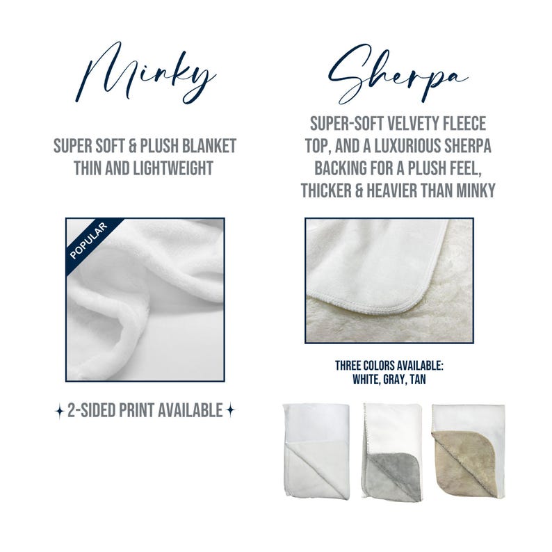 customizable minky and sherpa blanket options