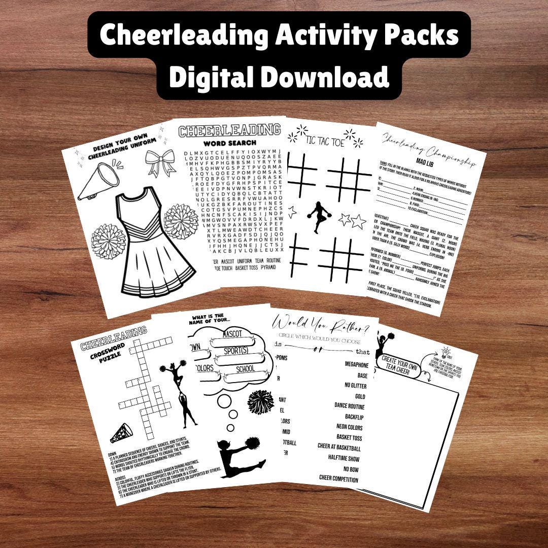 Cheerleading Party Games: Coloring & Activity Pack (digital Download ...