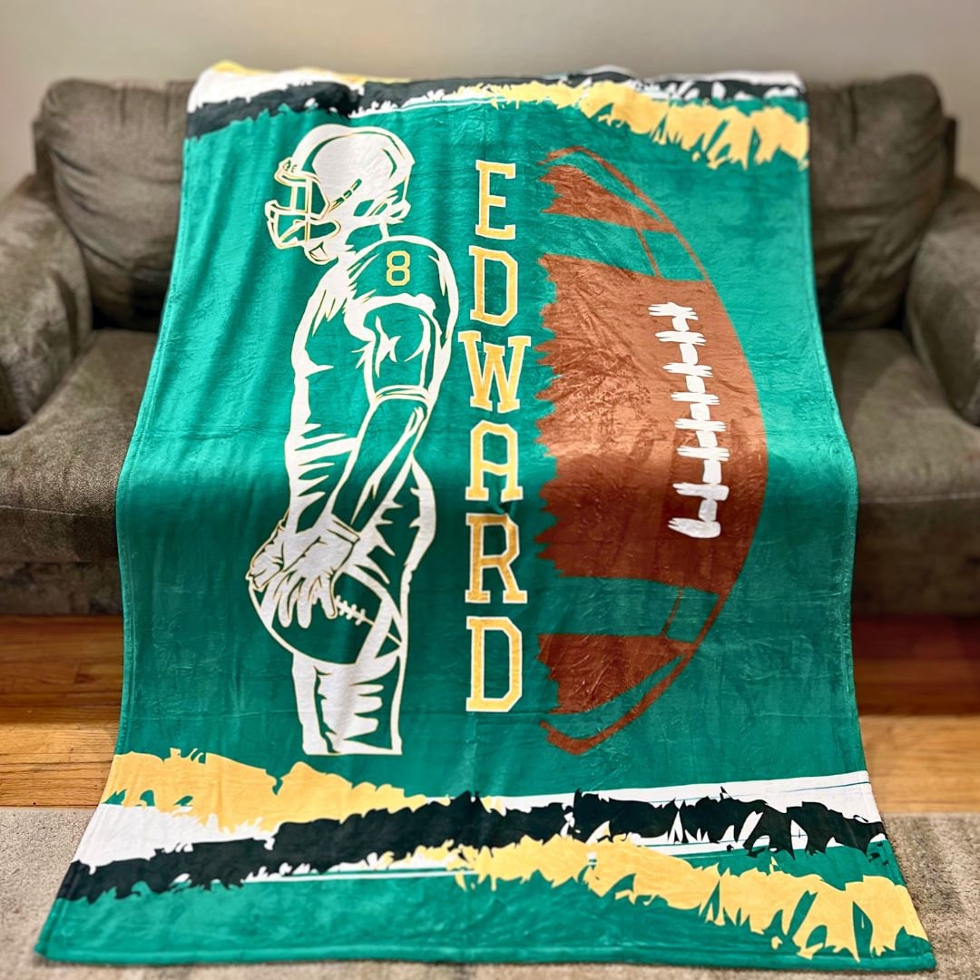 Football Blanket Personalized Football Gift Custom Sports Etsy