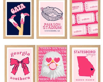 Georgia Southern  Collegiate  Dorm Prints - Pink and Navy