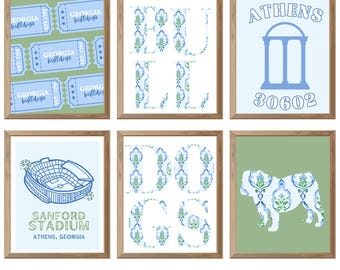 UGA Inspired  Collegiate  Dorm Prints - University of Georgia Blue and Green