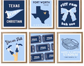 TCU Inspired Collegiate  Dorm Prints - Blue and navy