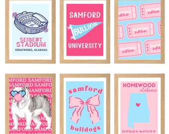 SAMFORD UNIVERSITY Collegiate  Dorm Prints -  PINK