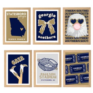 Georgia Southern Inspired  Collegiate  Dorm Prints - Navy and Gold