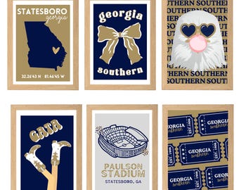 Georgia Southern  Collegiate  Dorm Prints - Navy and Gold