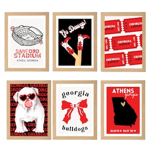 UGA Collegiate Inspired  Dorm Prints -University of Georgia Red and Black
