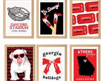 UGA Collegiate  Dorm Prints -University of Georgia Red and Black