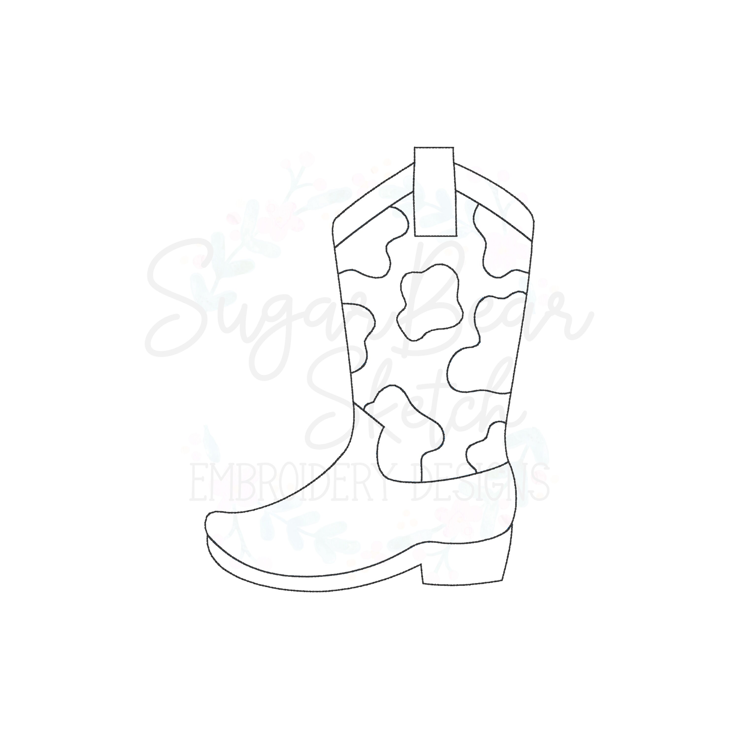 Cow Print Boot Applique - Bean Stitch, Girl's Rodeo Equestrian Farm ...