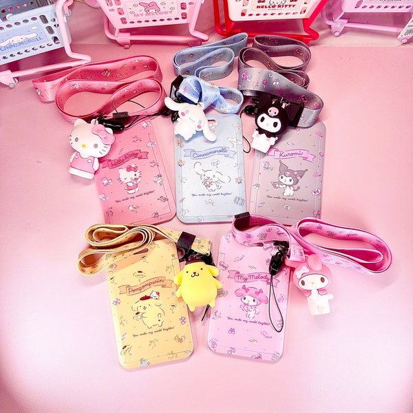 Kawaii Anime Lanyard ID Holders with 3D Keychains | Photo Holders | Badge Card Holders | Kuro | My Melo | Cinnamo | Purin | Kitty