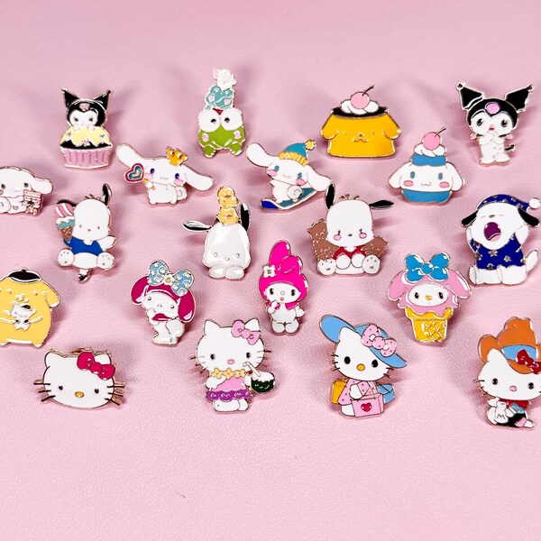 Kawaii Pins | Cute Pins | Purin | Keropp | Melo | Kuro | Cinnamo | Pochacc | H. Kitty Pins