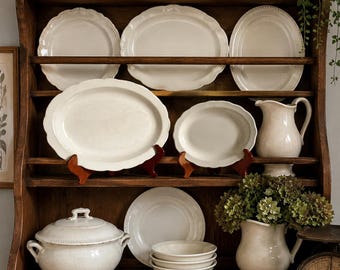 Paar vintage ivoor geschulpte ovale schalen buffelporselein Buffalo China, VS