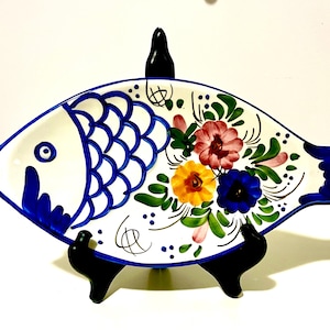Rare Vintage 12” Ceramics Oliver Hand Painted Fish Decorative Plate Spain