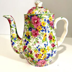Vintage Midwinter Porcelon Burslem England Floral Chintz Coffee Tea Pot WW2 Mark