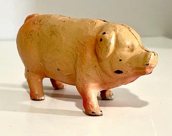 Vintage roze gietijzeren spaarvarken boerderij verzamelobject