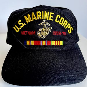 US Marine Vietnam Veteran Ribbons Cap Hat Combat Action WOWMH Nam Vet FMF Usmc