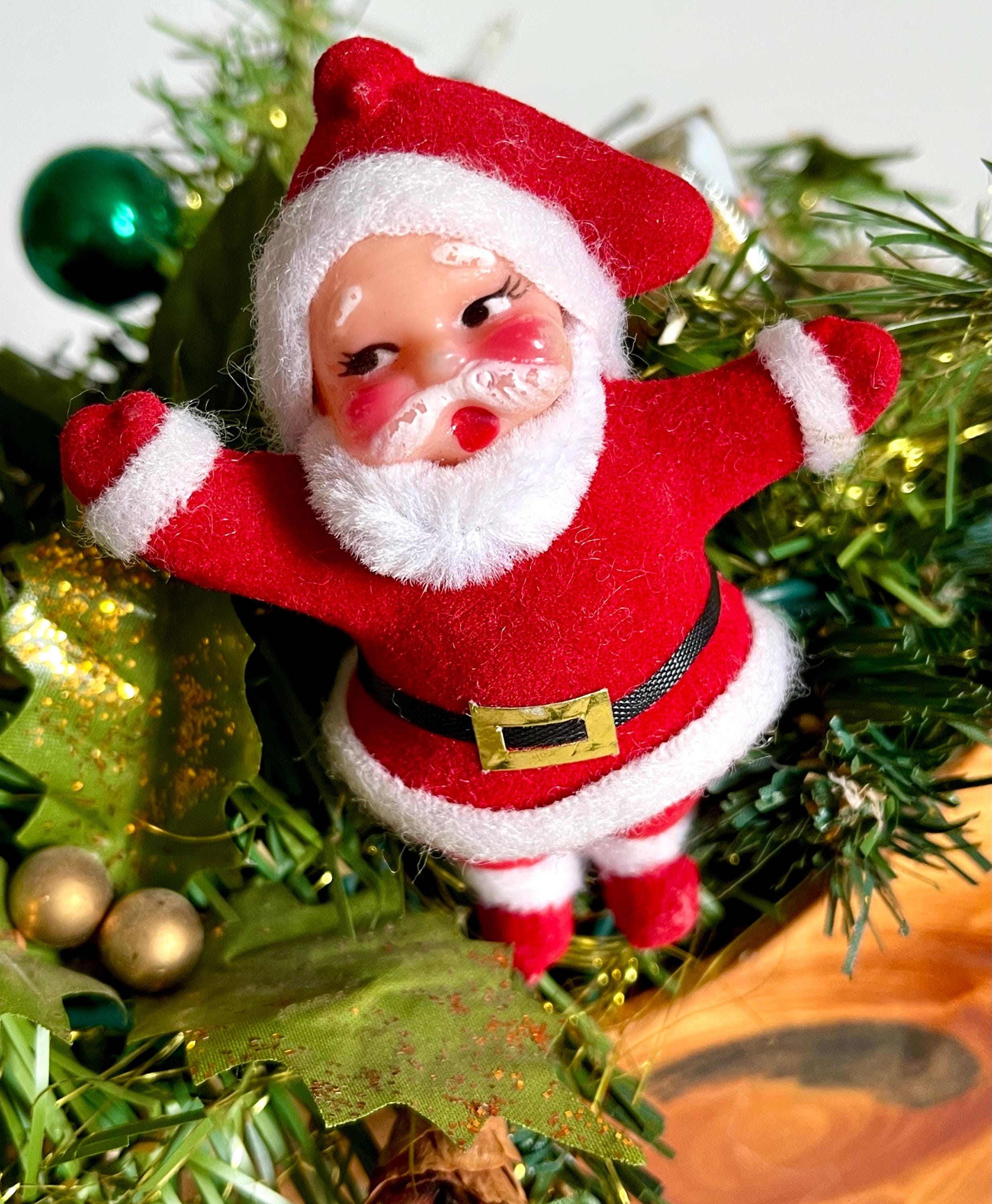* vintage ornament ❀ * 雪の降る日の サンタクロース さん 1950s Flocked Santa - Etsy