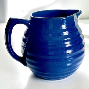Vintage Bauer Keramik Koboltblå Stor Gräddkanna Ringware