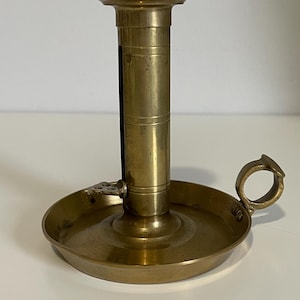 LG Vintage Brass Square Base with Finger Loop and Push-Up Chamber Candle Holder